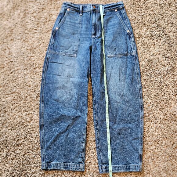 Pistola Barrel Leg Jeans Women 28 Blue High Rise Utility Denim Relaxed Fit - Picture 3 of 12